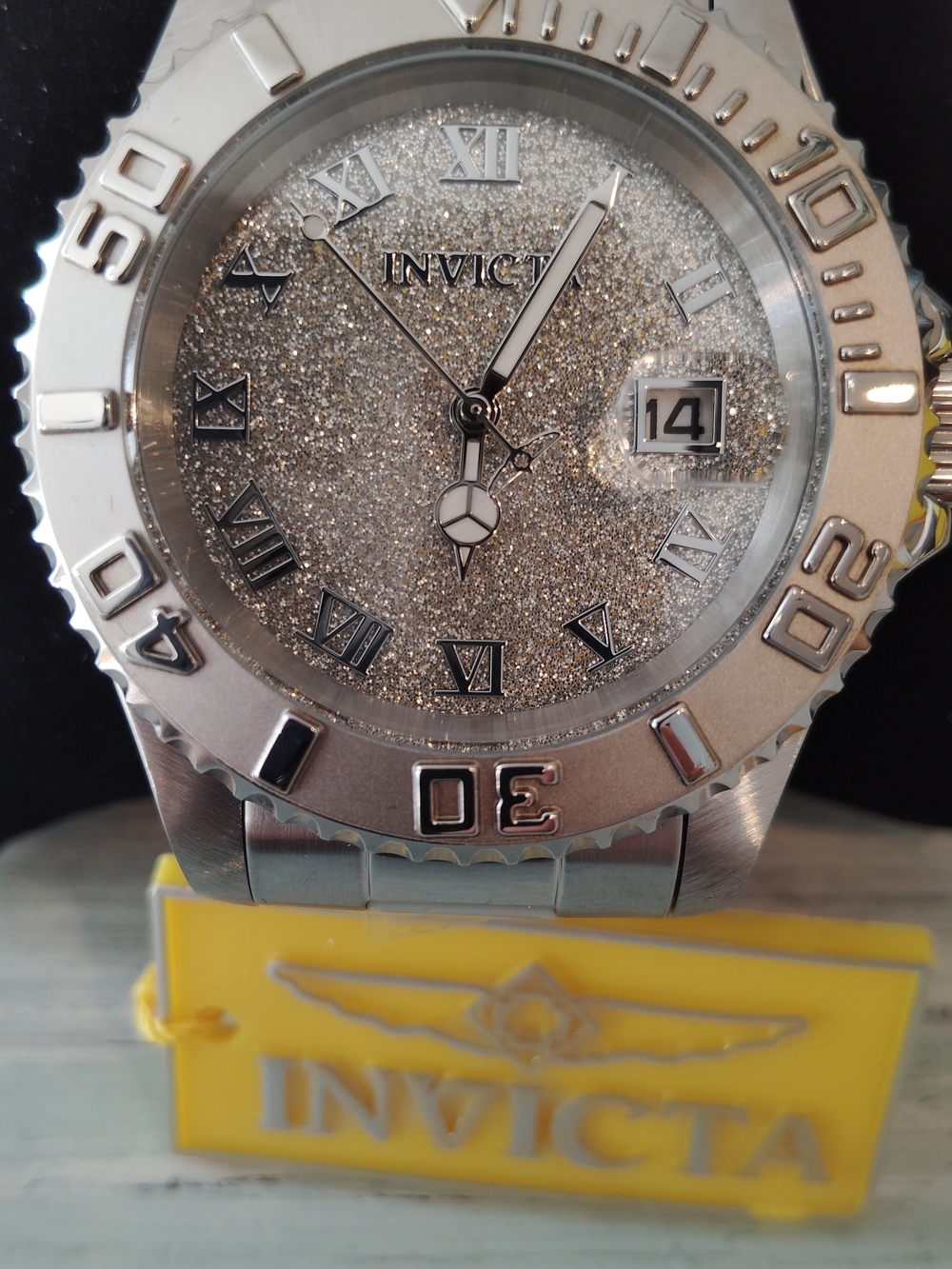 Invicta Angel Aureborne Swiss Ronda 515 WomenSilver Glitter Dial Stainless Watch